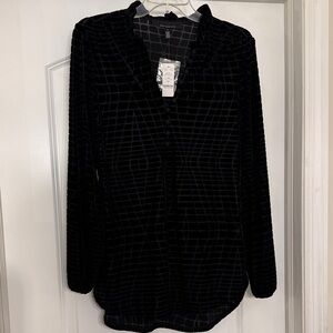 White House Black Market Black Velvet/Sheer Shirt